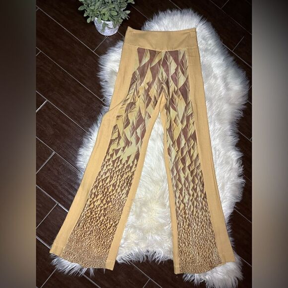 Bobstore mustard printed flat front pants sz XS/S (34) - Picture 1 of 9